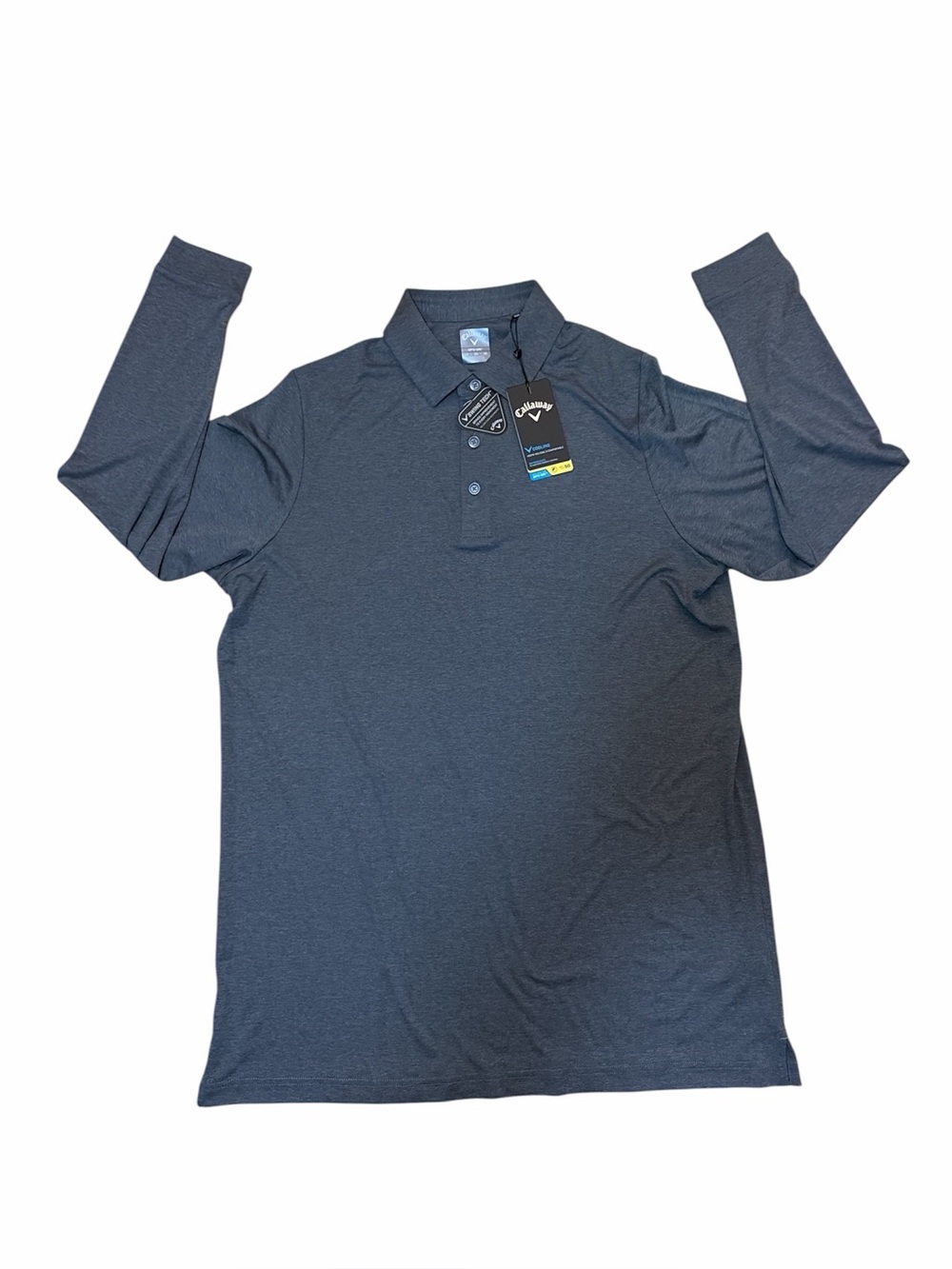 Callaway Nwt Polo Opti-Dri Swing Tech Quiet Shade Heather Long Sleeve Shirt LT